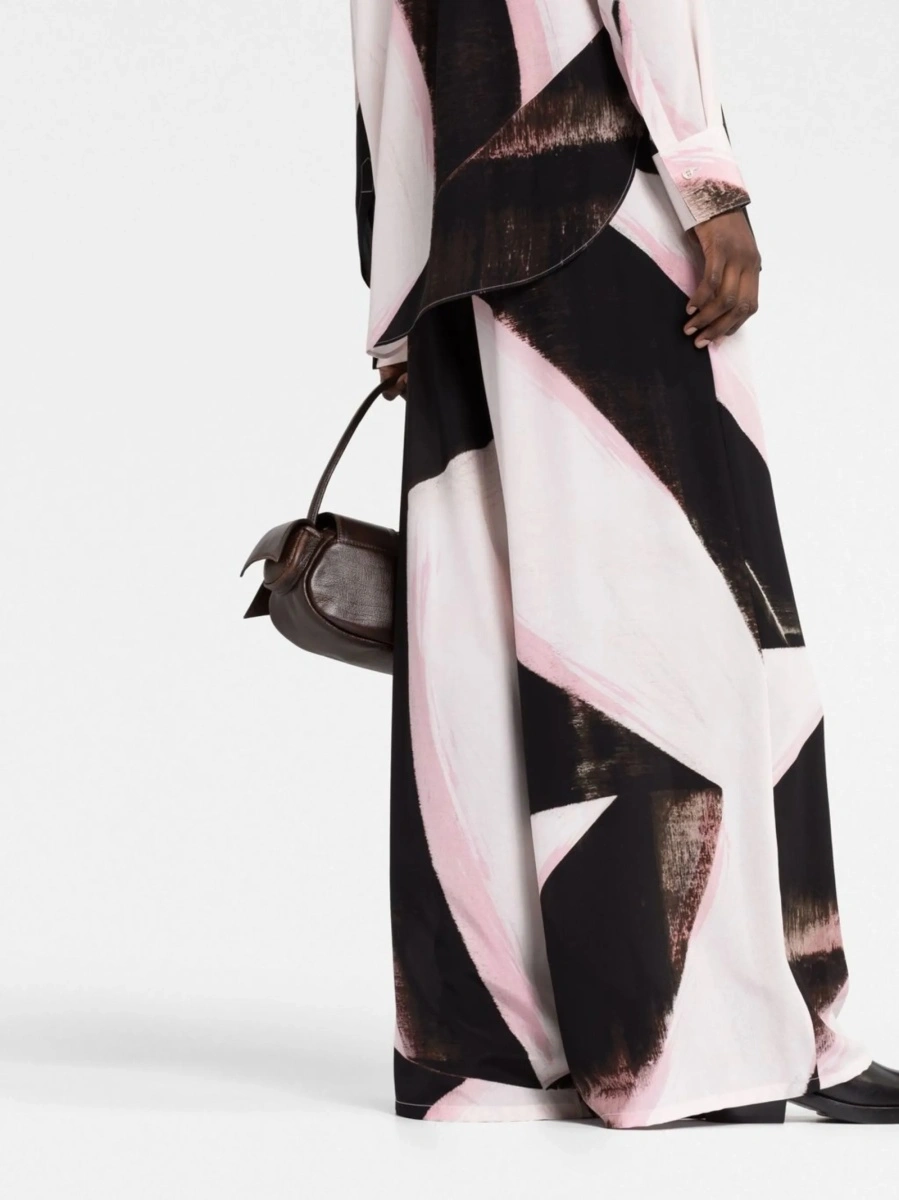 Pantaloni talie inalta Alexander McQueen negri din matase - Img 3