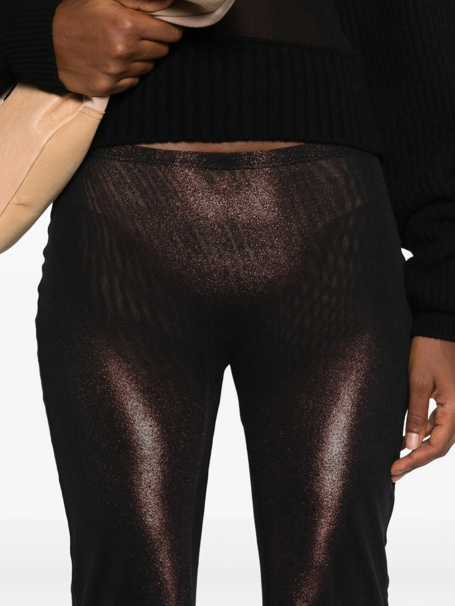 Pantaloni talie inalta Jean Paul Gaultier maro din poliamida - Img 5
