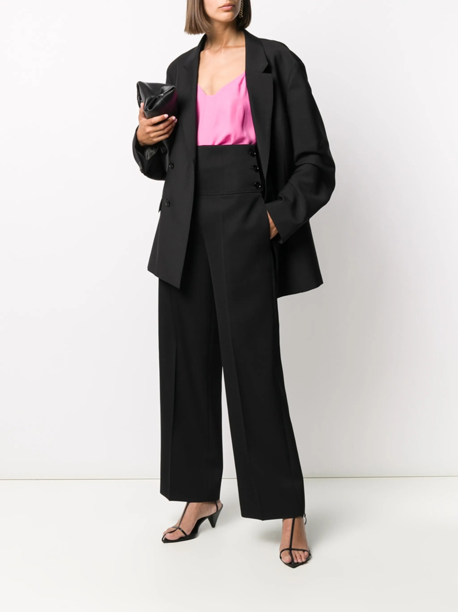 Pantaloni talie inalta Jil Sander negri din lana - Img 2