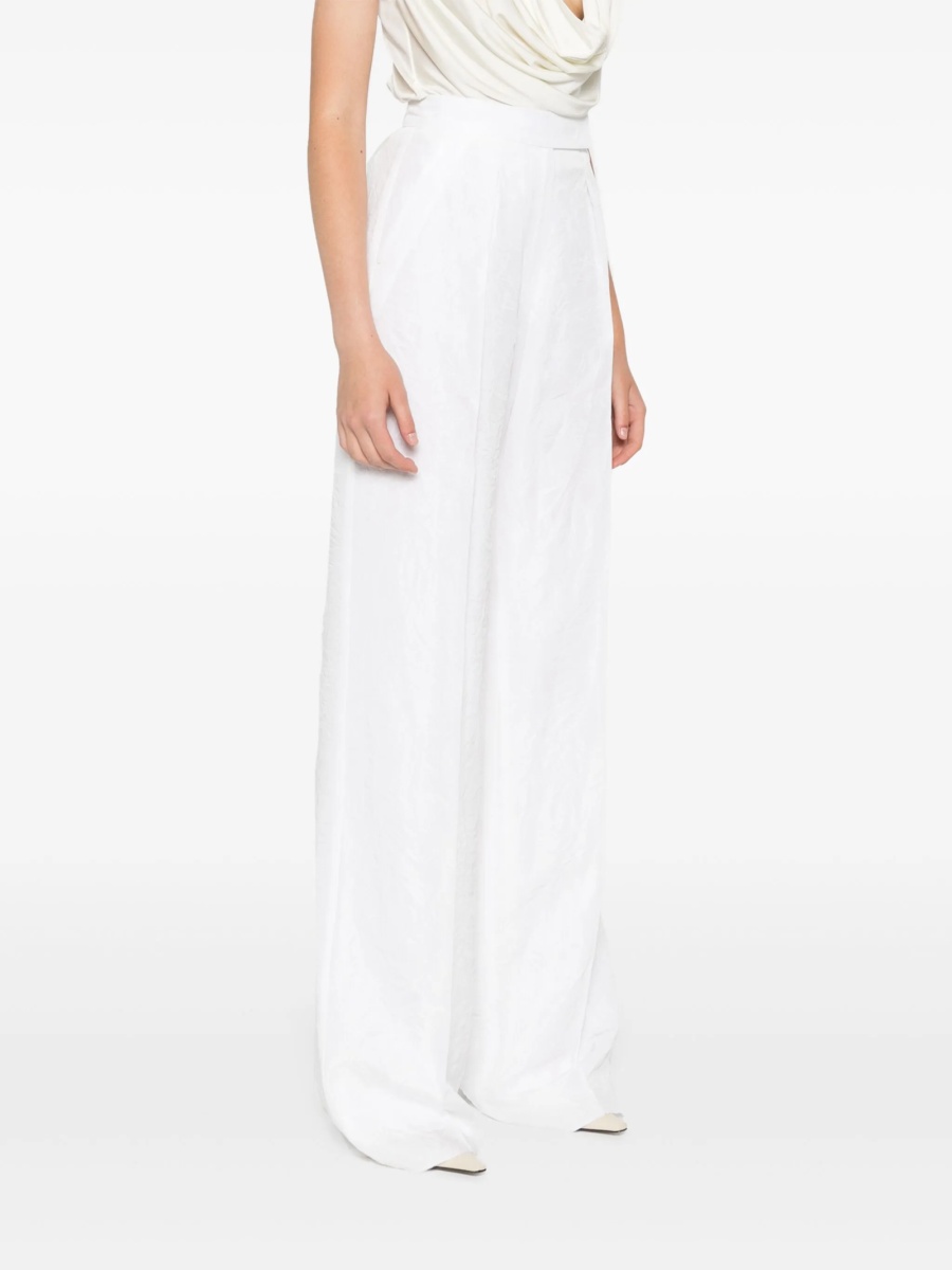 Pantaloni talie inalta Max Mara albi din acetat - Img 3