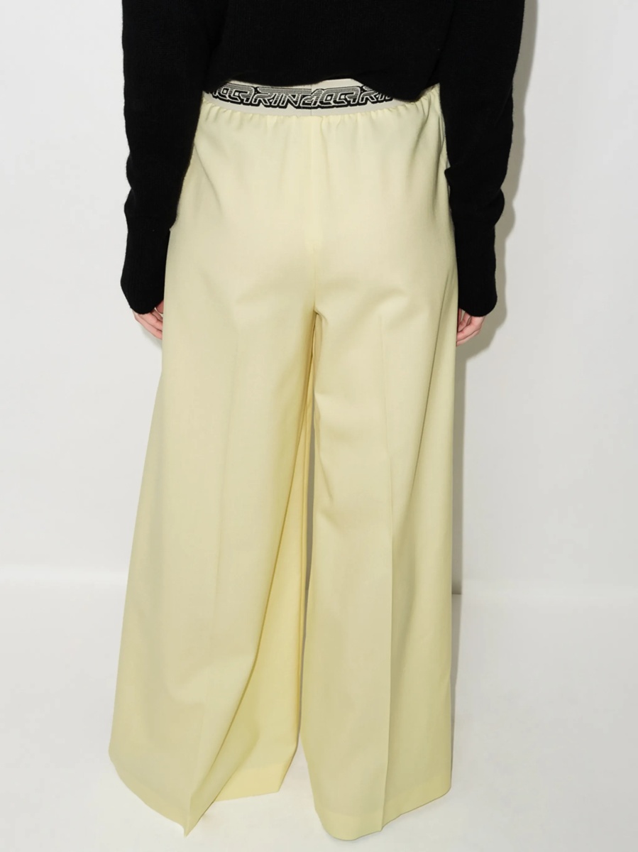 Pantaloni talie inalta Stella McCartney galbeni din lana - Img 3
