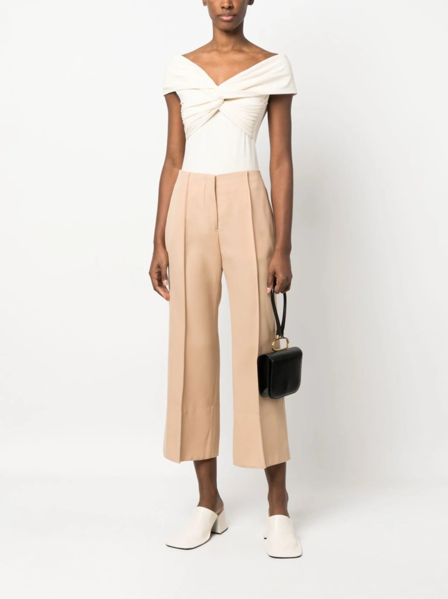 Pantaloni trei sferturi Jil Sander neutri din lana - Img 2