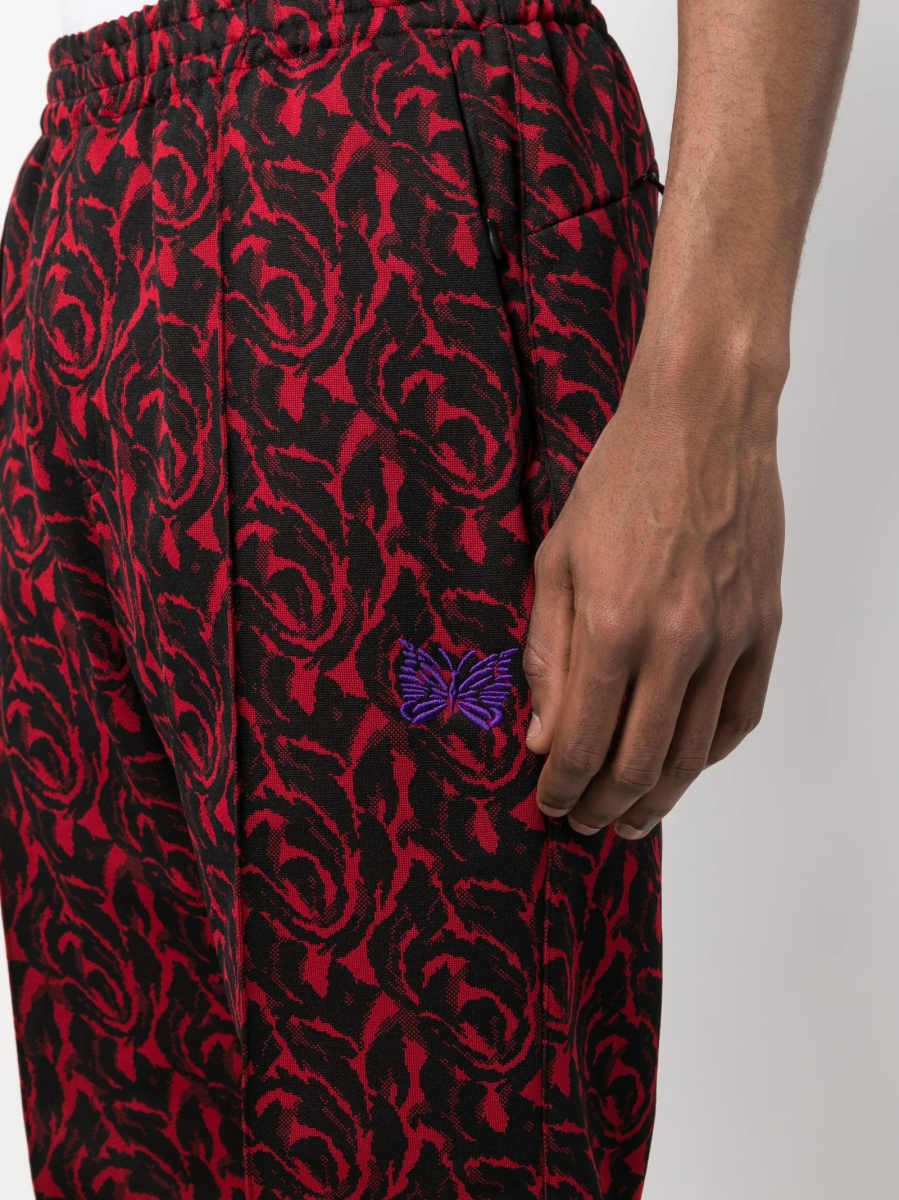 Pantaloni tur lasat BARACUTA X NEEDLES rosii din polyester - Img 5