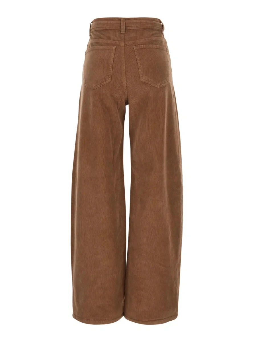 Pantaloni TWINSET maro din catifea reiata - Img 2