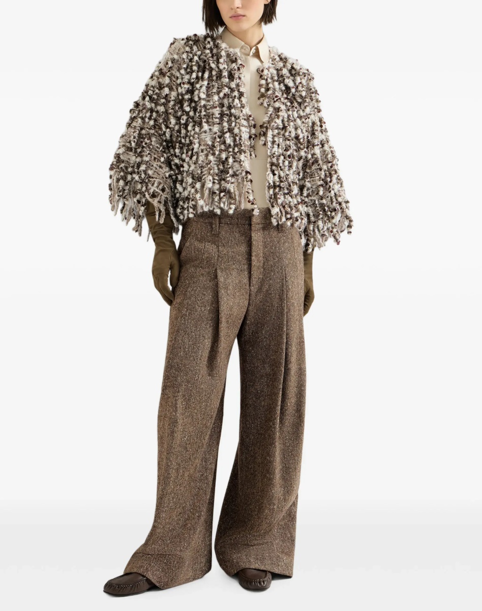 Pantaloni Virgin wool palazzo Pants with Monili detail - Img 5
