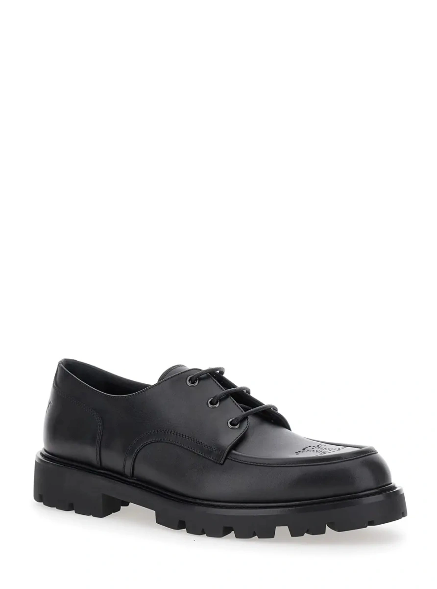 Pantofi Black Lace-Up Derby Shoes with Triomphe Logo in Leather Man - Img 2