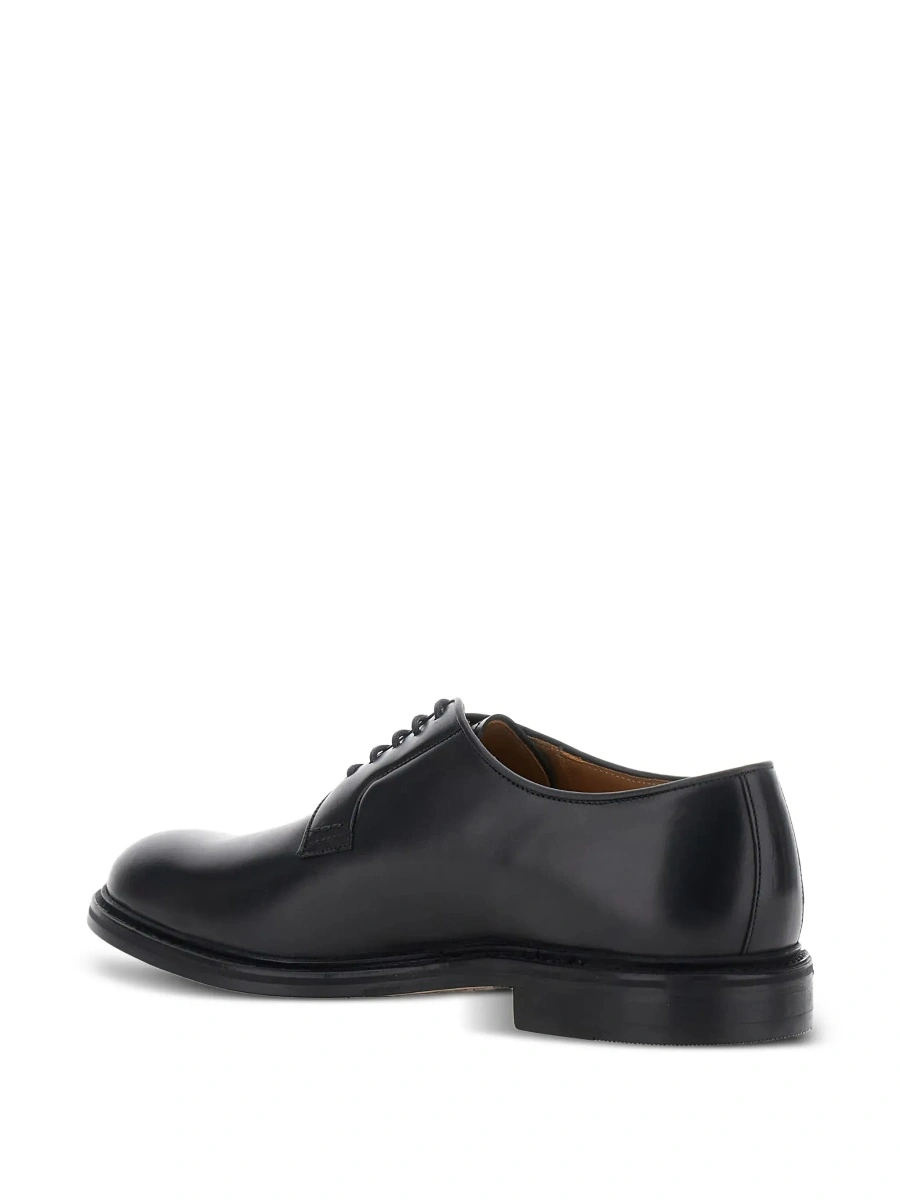 Pantofi Black lace-up shoe with rounded toe and front laces in leather for men - Img 7