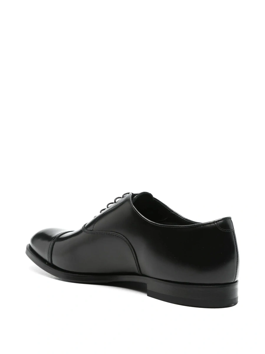 Pantofi Black Smooth Leather Five-Hole Oxford Shoes for Men - Img 6
