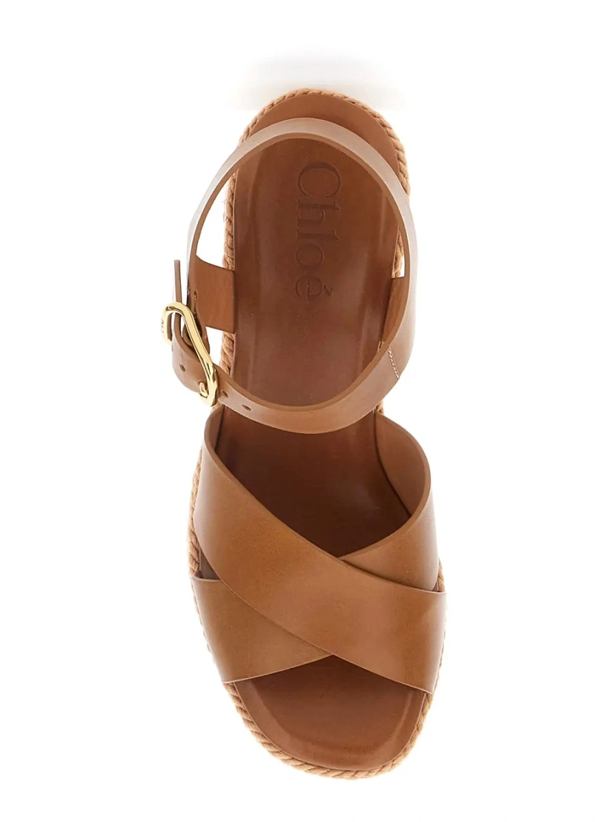 Pantofi cu platforma Chloe maro din piele - Img 3