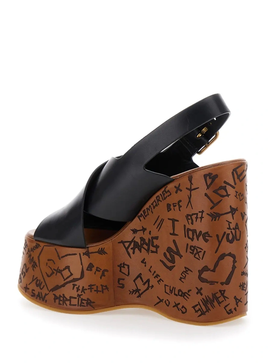 Pantofi cu platforma Chloe negri din piele - Img 3