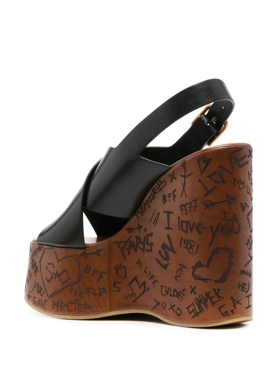 Pantofi cu platforma Chloe negri din piele - Img 6