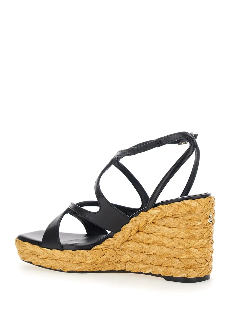Pantofi cu platforma Jimmy Choo negri din piele si material textil - Img 3