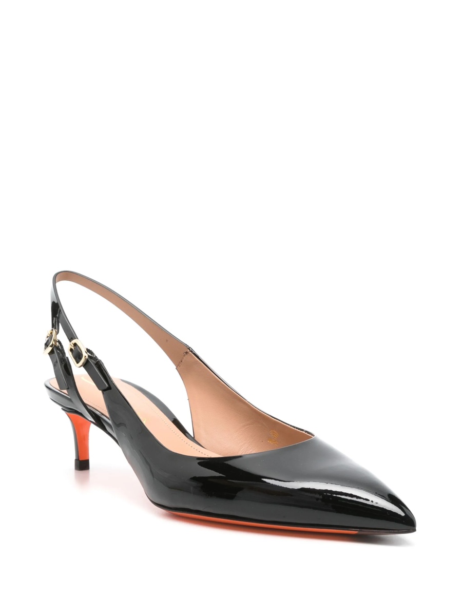 Pantofi cu toc Santoni negri din piele - Img 2