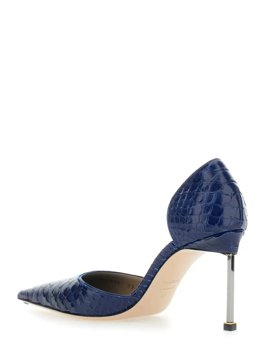 Pantofi cu toc Tom Ford albastri din piele - Img 3