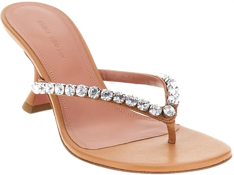 Pantofi 'Gigi' nappa leather heeled thongs - Img 2