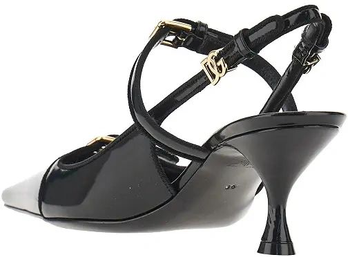 Pantofi Glossy leather buckled slingback pumps - Img 3
