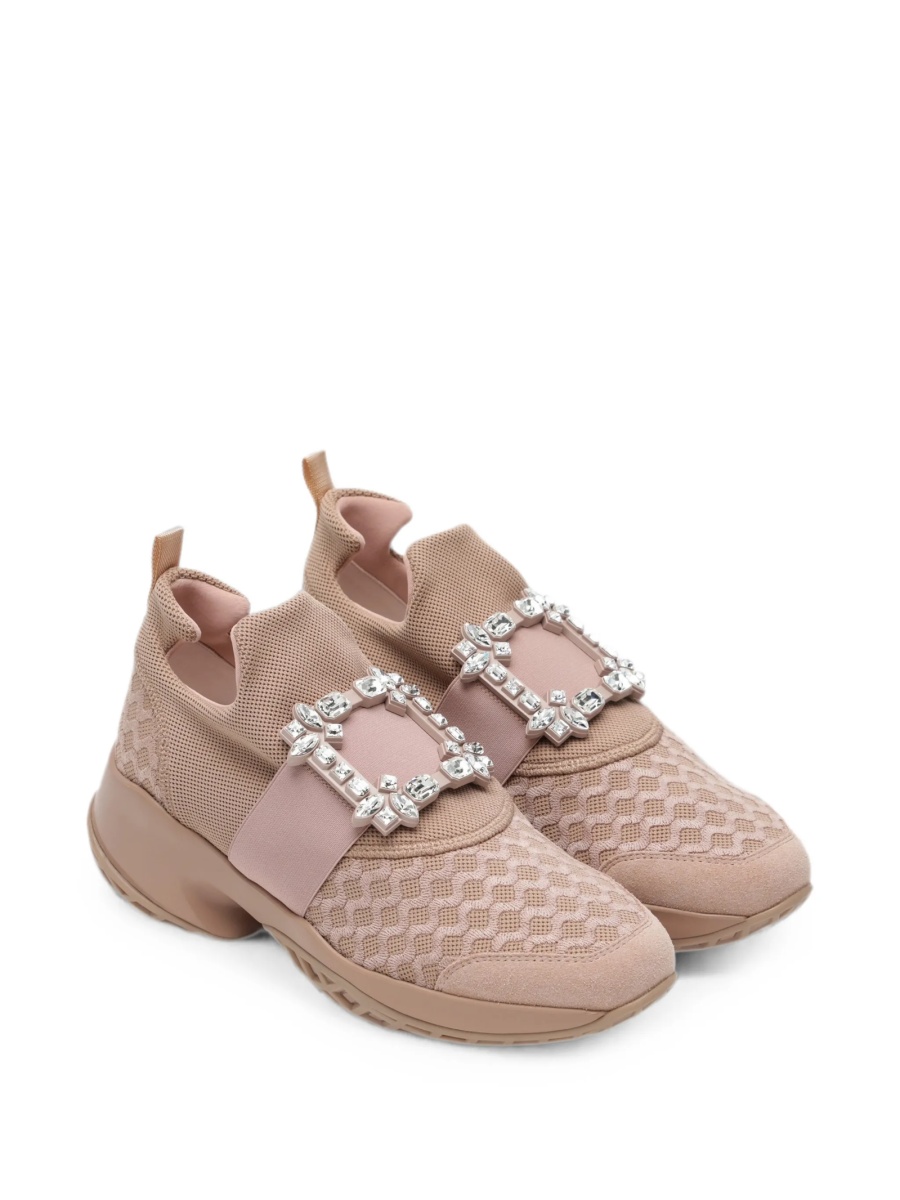 Pantofi slip-on Roger Vivier roz din material textil - Img 2