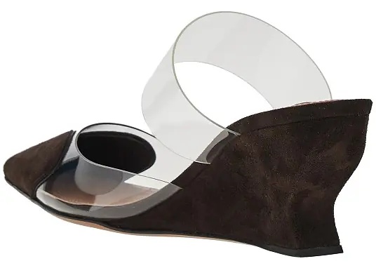 Pantofi Suede leather 'Le Coeur' wedge mules - Img 3