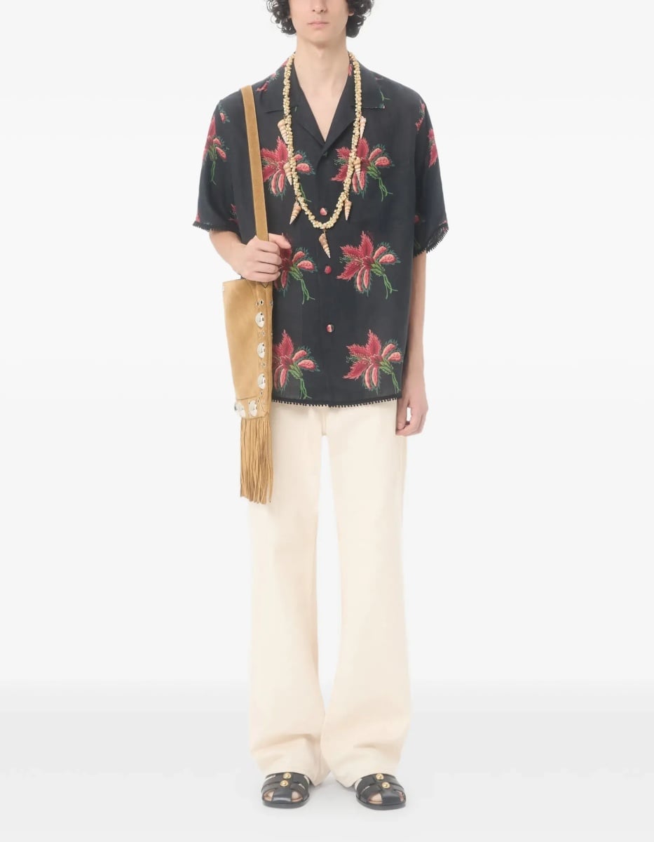 Papier Floral print linen bowling Shirt - Img 2