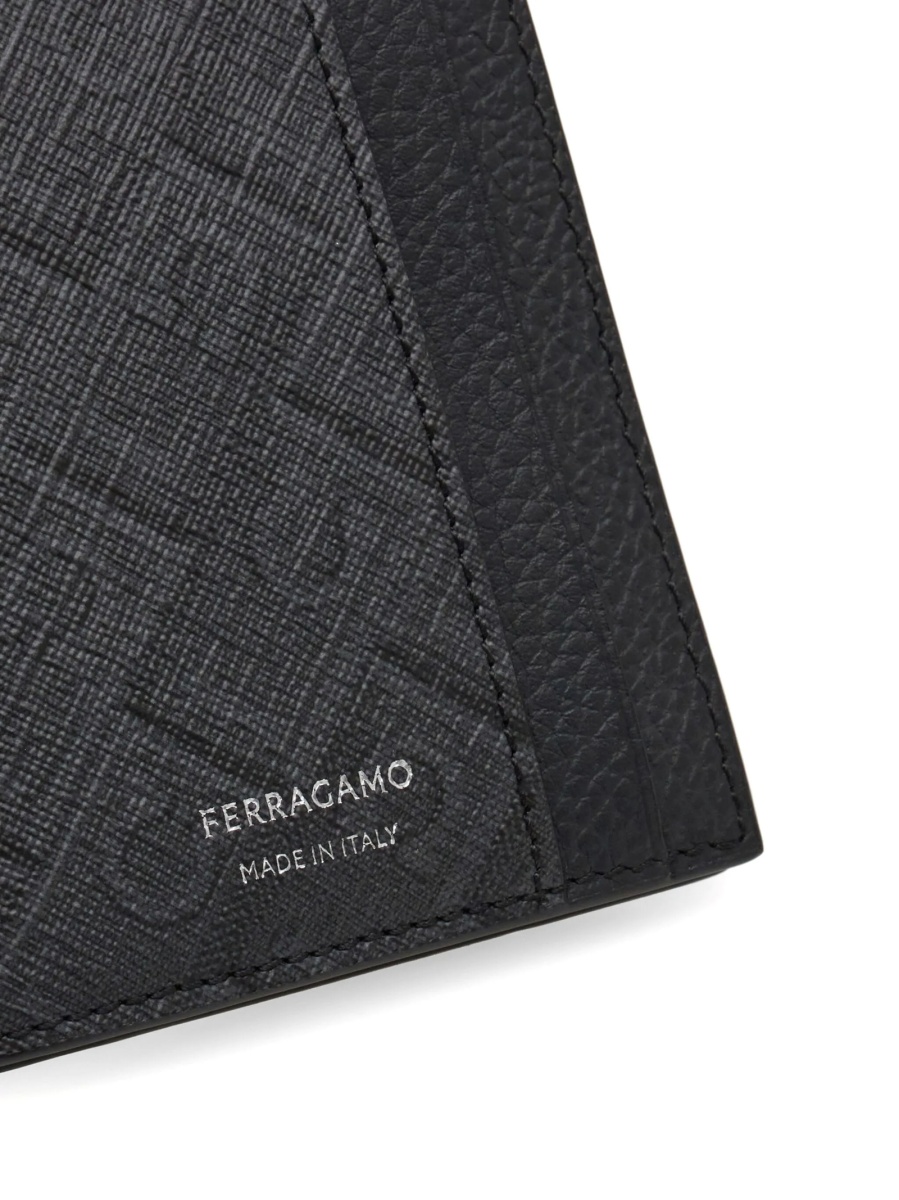 Portofel Ferragamo negru din material textil si piele - Img 5
