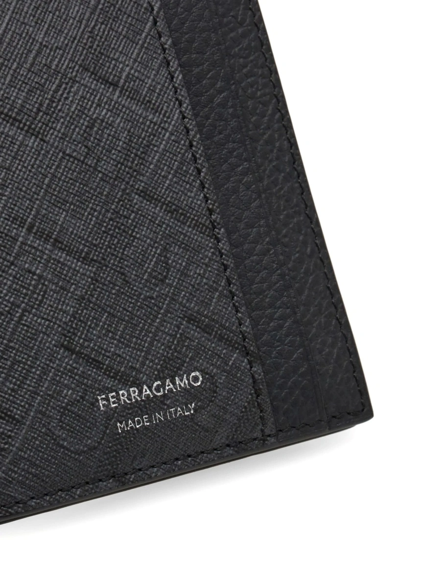 Portofel Ferragamo negru din material textil si piele - Img 5