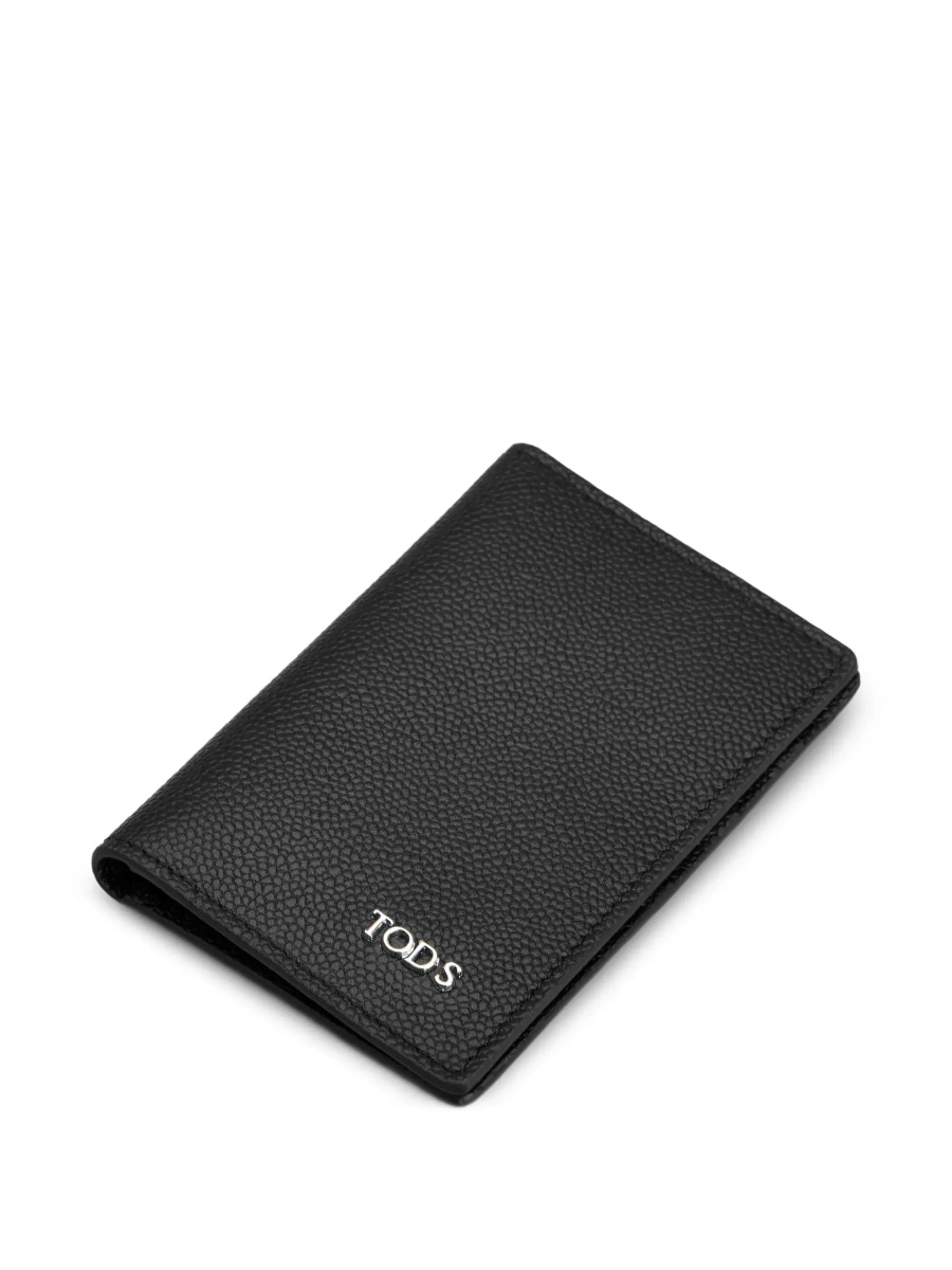 Portofele Black Cardholder with metallic logo lettering in grained leather man - Img 5