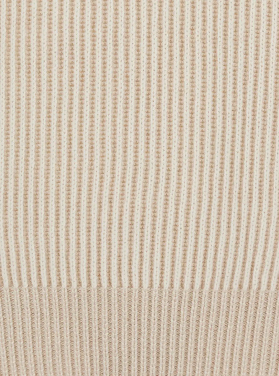 Pulover Beige sweater with ribbed design and high collar in cashmere for men - Img 3