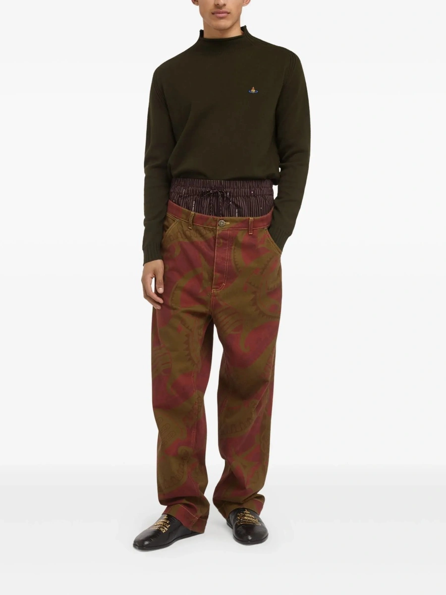 Pulover Bordeaux Turtleneck Sweater with Orb Logo Embroidered on the Front in Wool Blend Man - Img 4