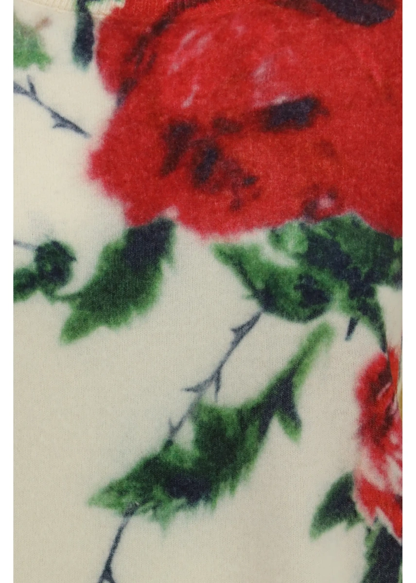 Pulover Cashmere-blend Sweater with rose print - Img 3