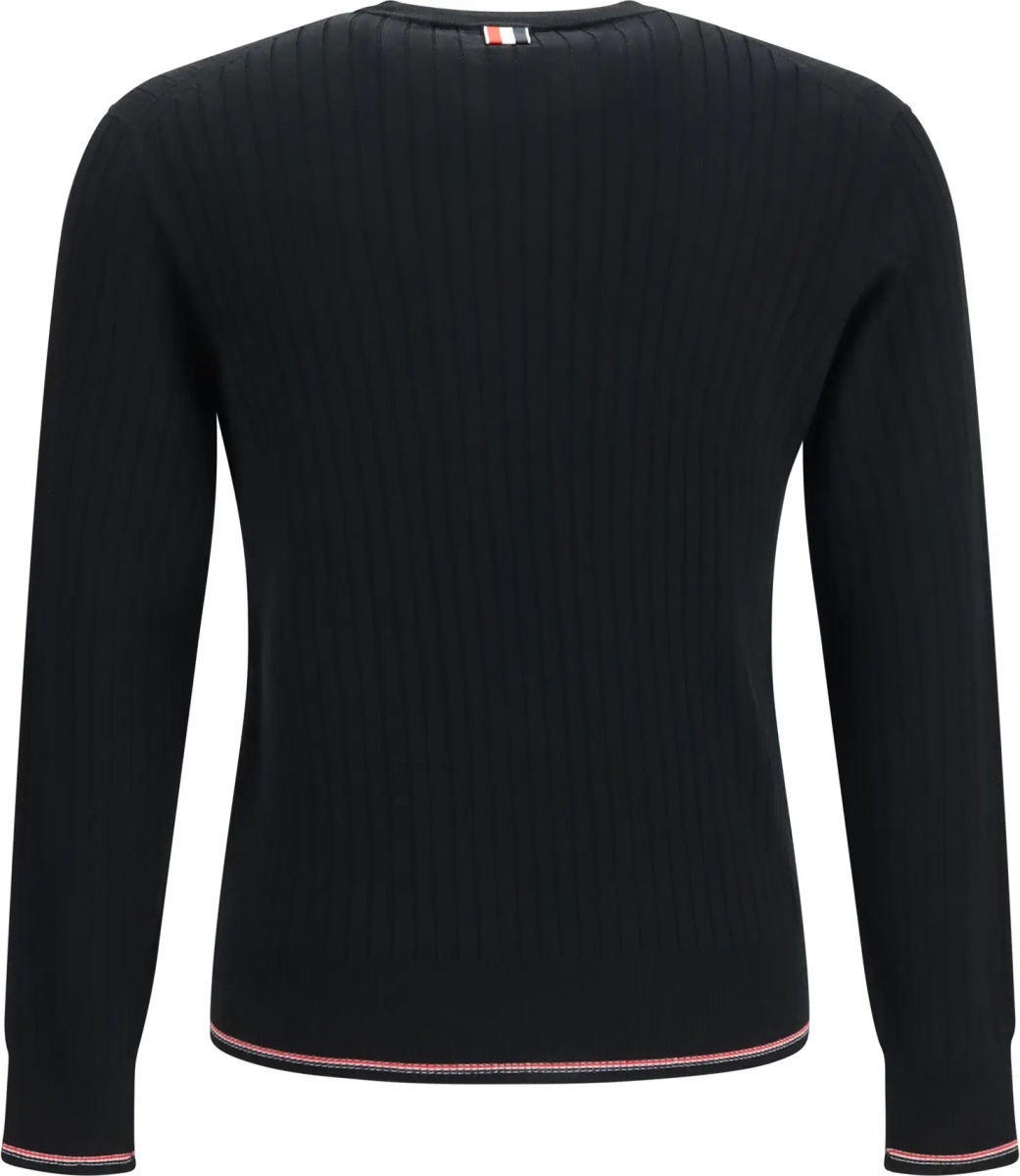 Pulover Crewneck cotton knit Sweater with 4-bar detail - Img 2