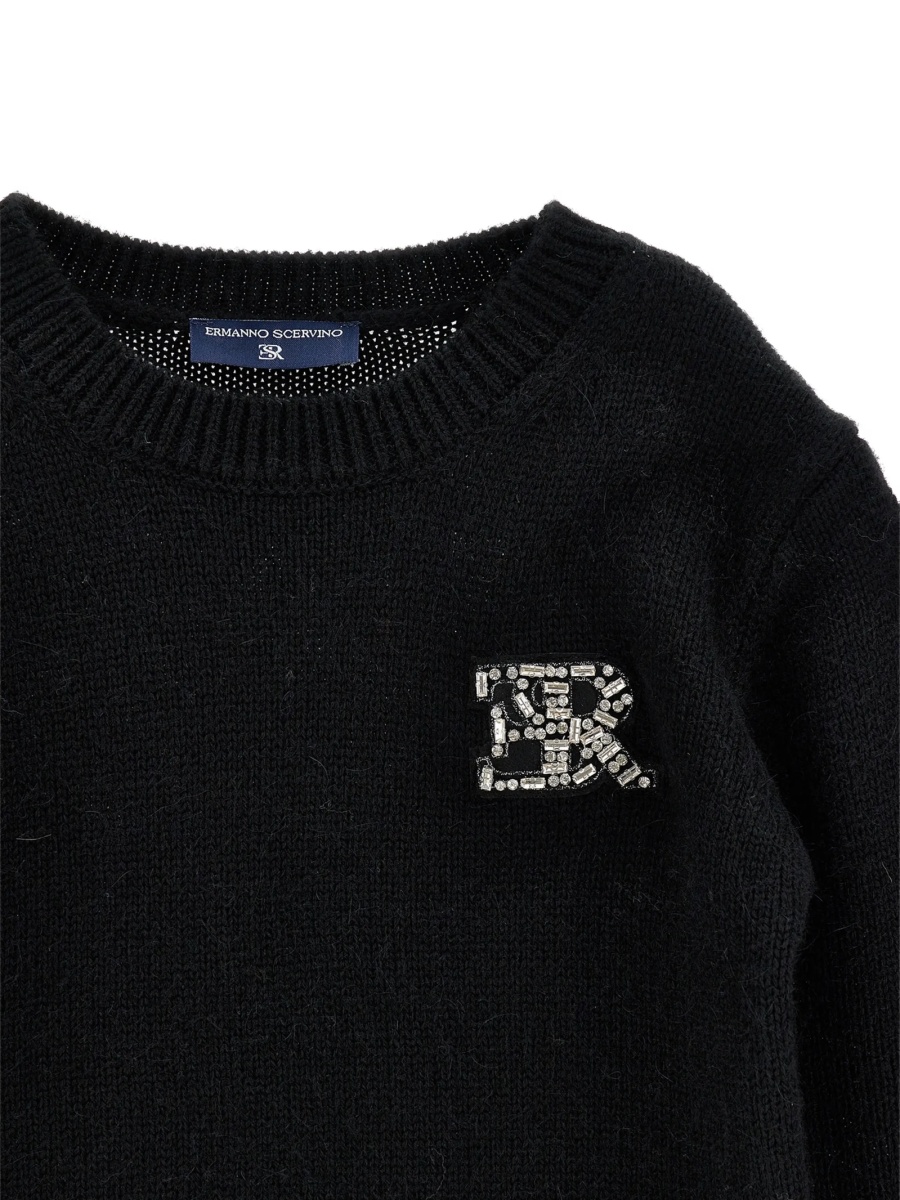 Pulover Ermanno Scervino Kids negru din acrilic si lyocell - Img 3
