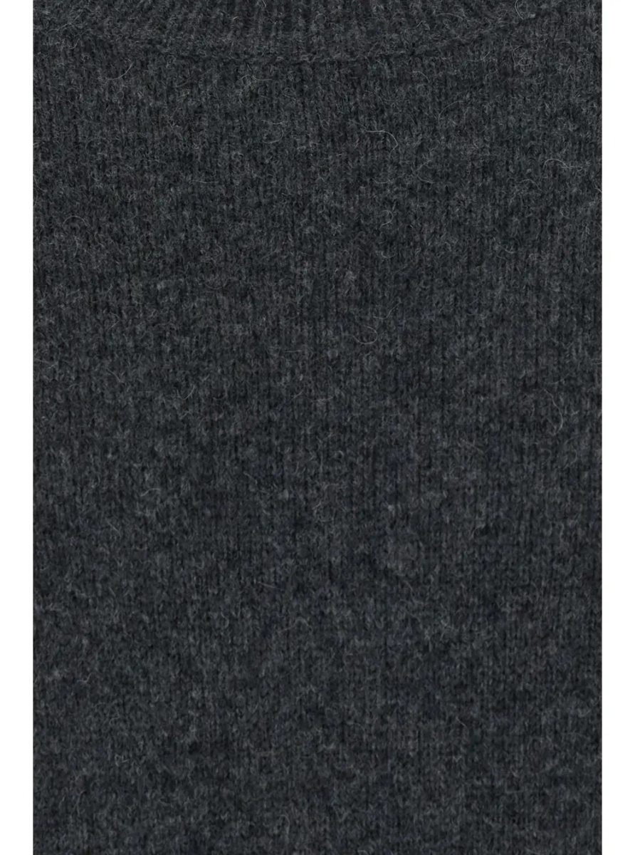 Pulover Gray Crew Neck Sweater with Ribbed Details in Blend Wool for Men - Img 3