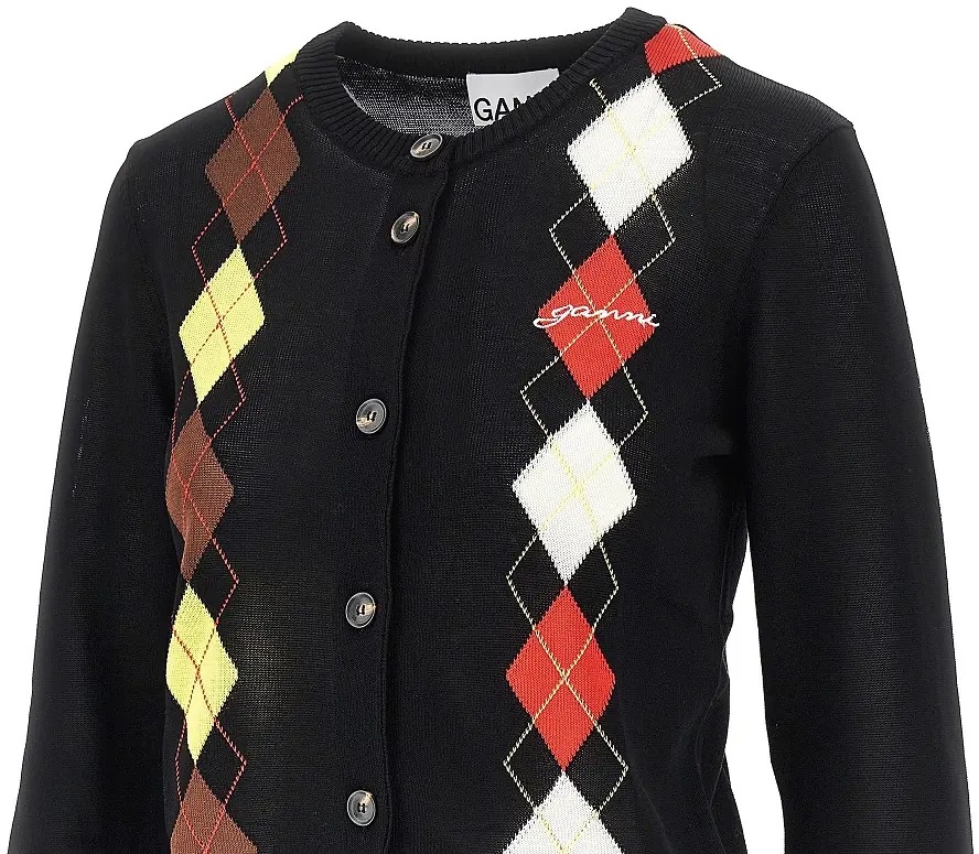 Pulover Knitted cardigan with diamond motif - Img 2