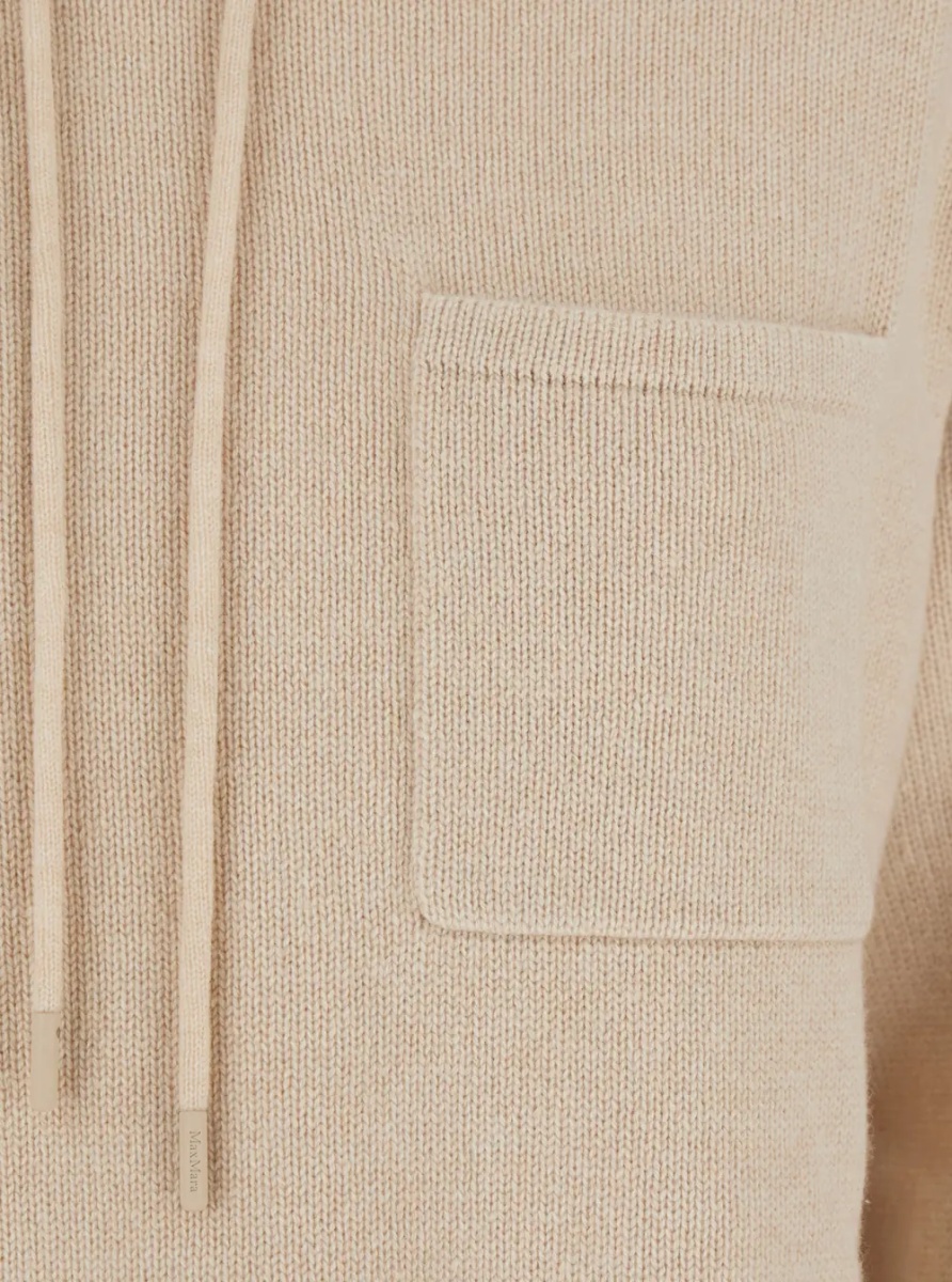 Pulover 'Liana' Beige Sweater with Drawstring Hood and Dropped Shoulders in Cashmere Woman - Img 3