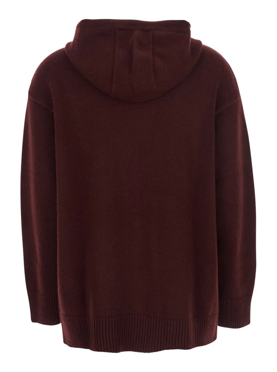 Pulover 'Liana' Bordeaux Sweater with Drawstring Hood and Dropped Shoulders in Cashmere Woman - Img 2