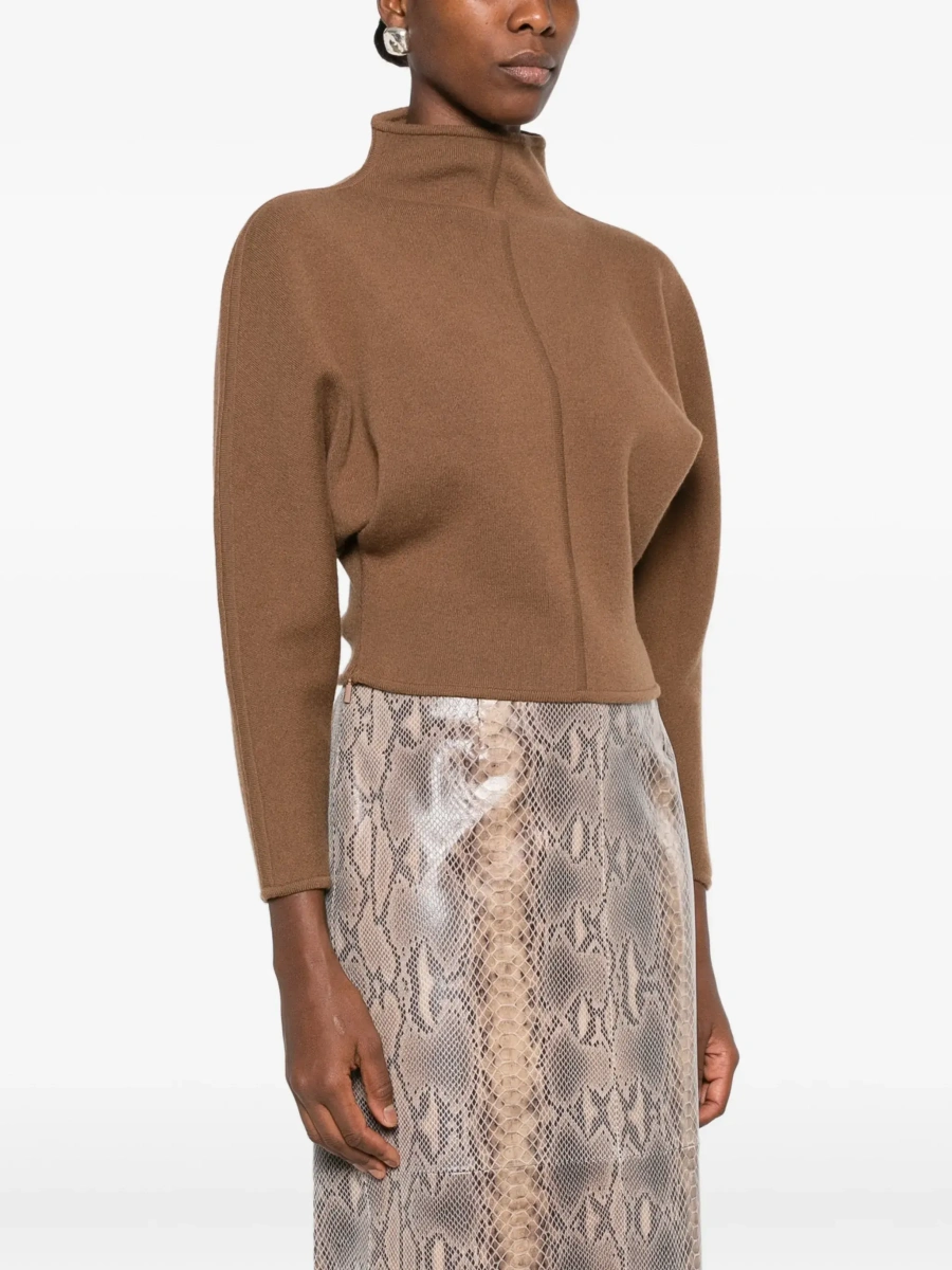 Pulover MXS GIGLIO KNIT Sweater with long sleeves and V-neck in Beige for women - Img 5