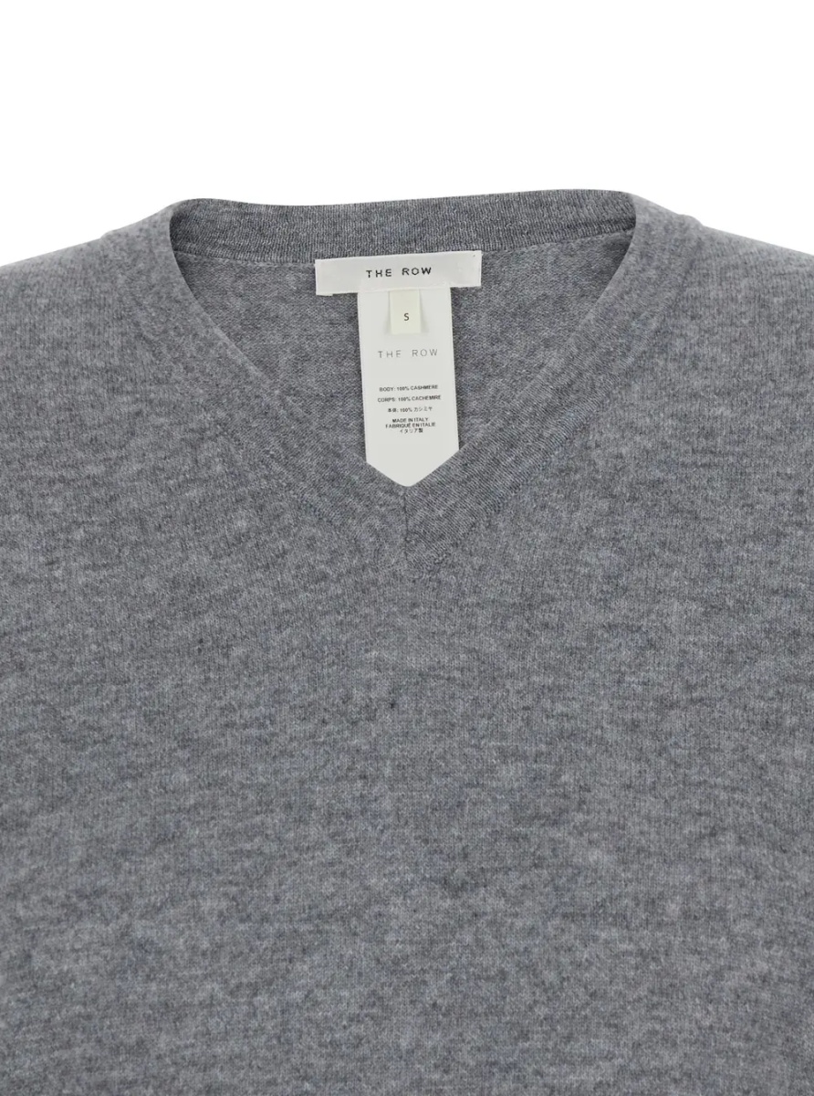 Pulover NIAN TOP Gray Cashmere Long Sleeve Round Neck Sweater for Women - Img 3