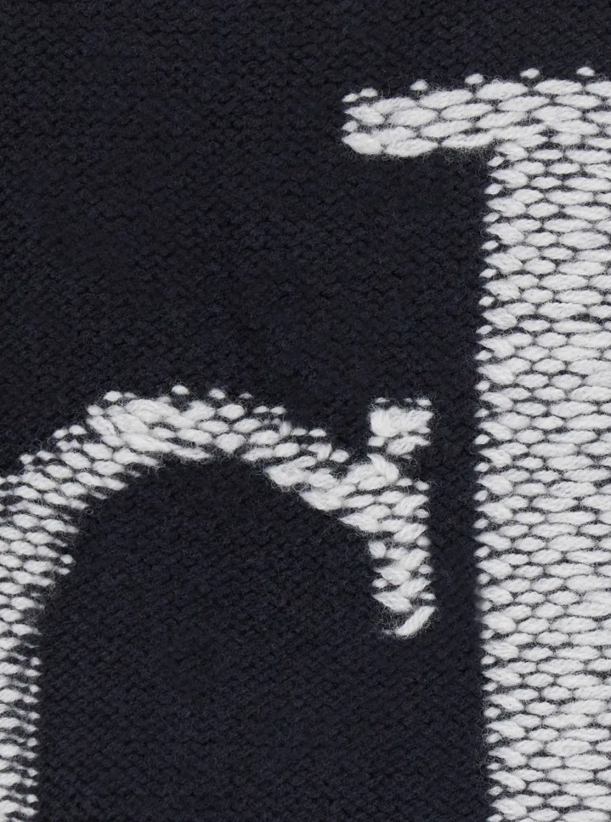 Pulover Oversized logo wool sweater with round neck and long sleeves, Black, Man - Img 3
