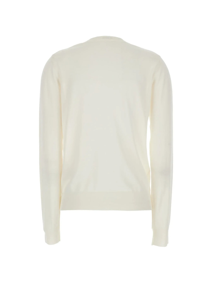 Pulover P.A.R.O.S.H. Long Sleeve V-Neck Sweater in White Wool and Silk Blend for Women - Img 4