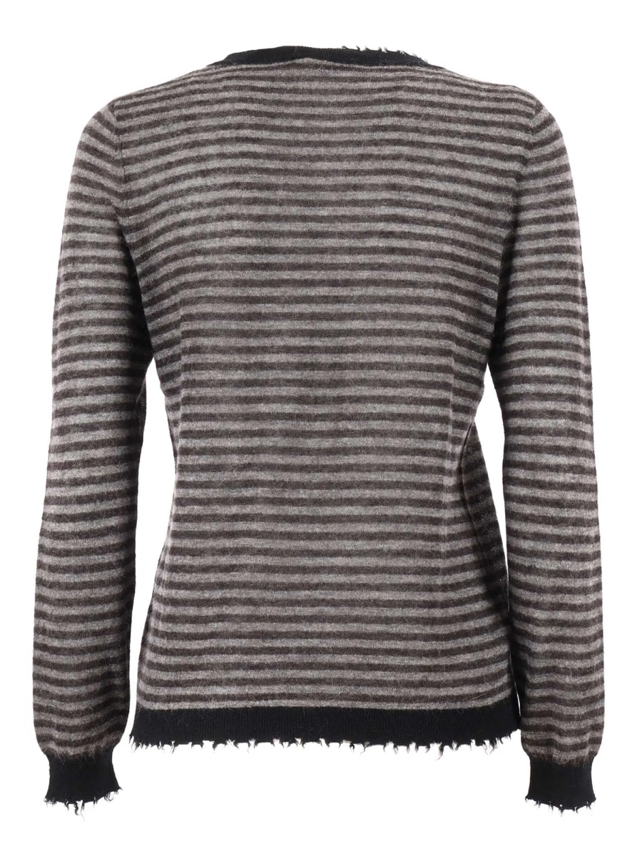 Pulover RIBBED CREW NECK SWEATER WITH FRINGED DETAILS - Img 2