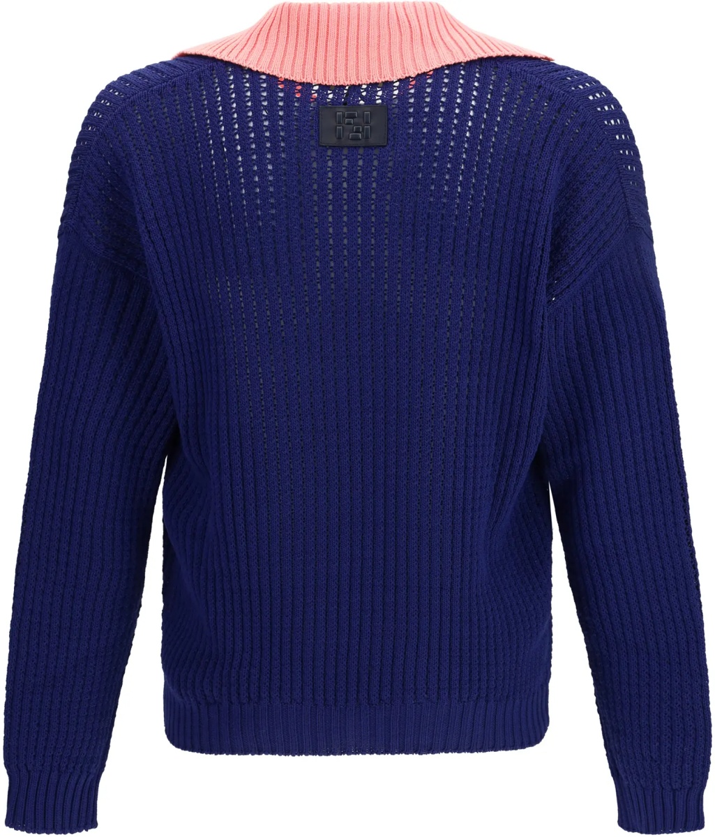 Pulover Ribbed V-neck Sweater with FF motif - Img 2