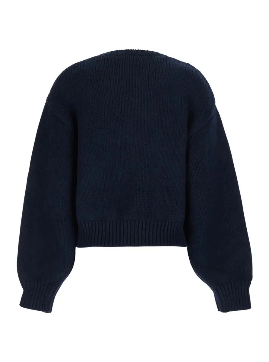 Pulover Sweater with Triomphe logo on the front and ribbed design in blend cotton Blue women - Img 2