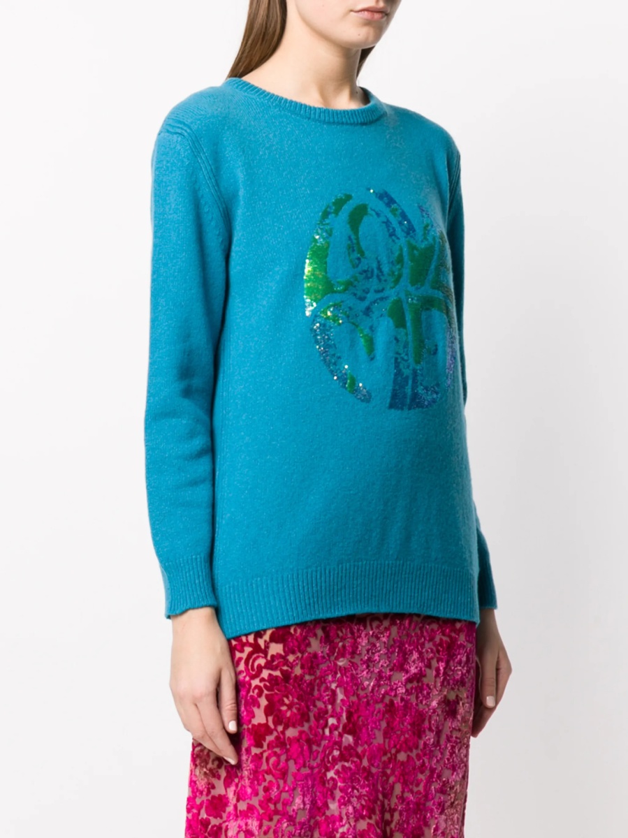 Pulover tricotat Alberta Ferretti albastru - Img 3