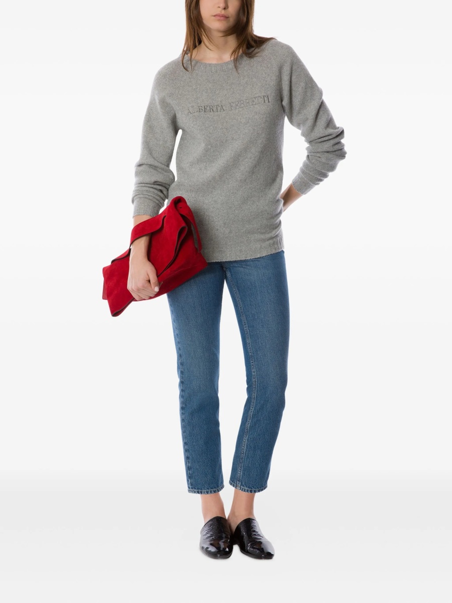 Pulover tricotat Alberta Ferretti gri - Img 2