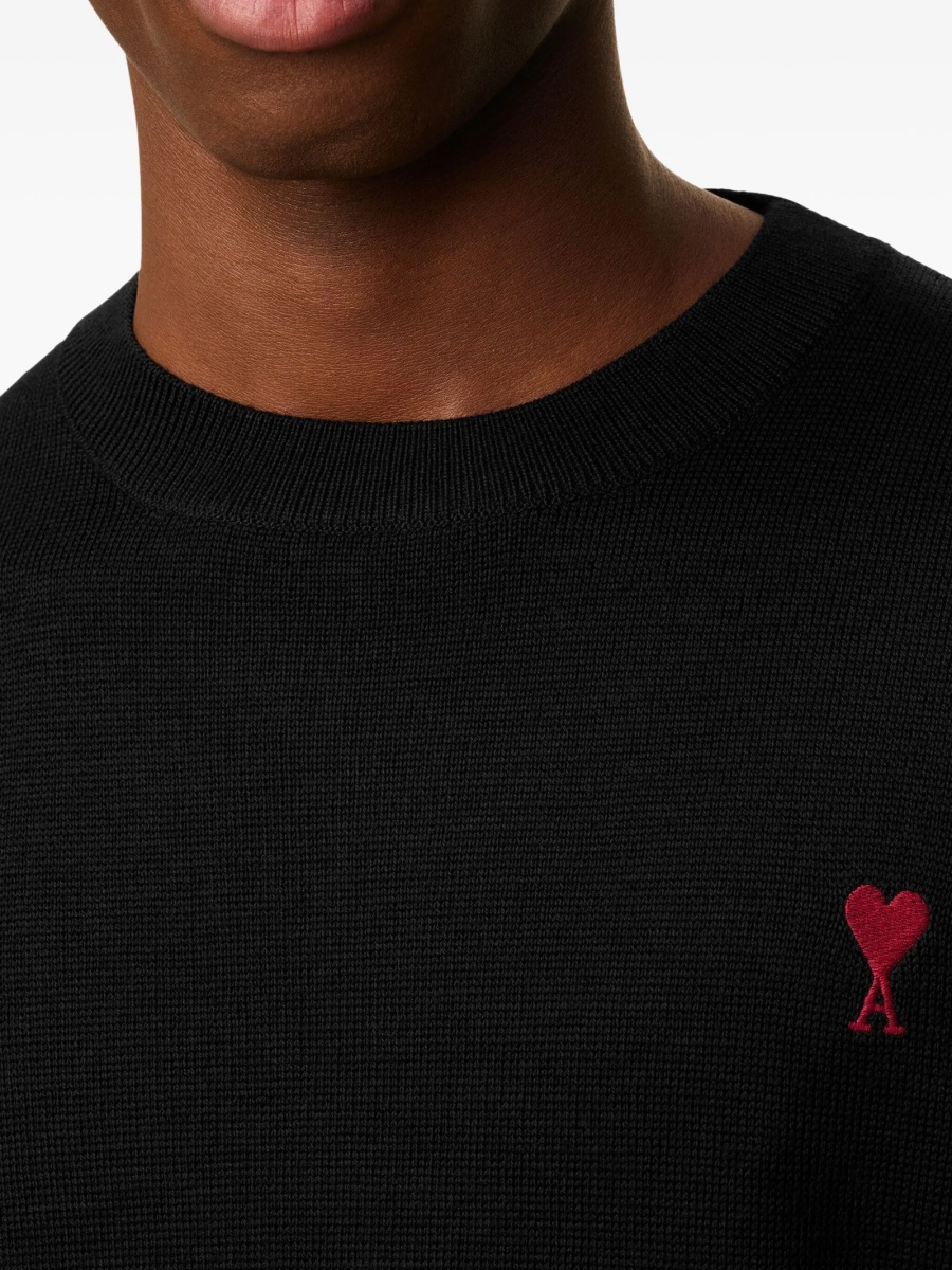 Pulover tricotat AMI Paris ami de coeur negru - Img 5