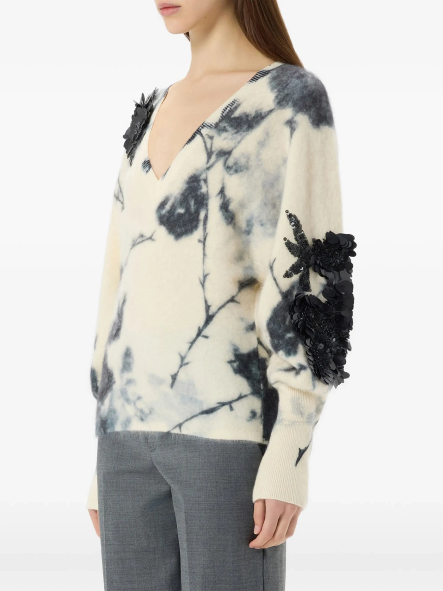 Pulover tricotat Blumarine neutru din lana si casmir - Img 4