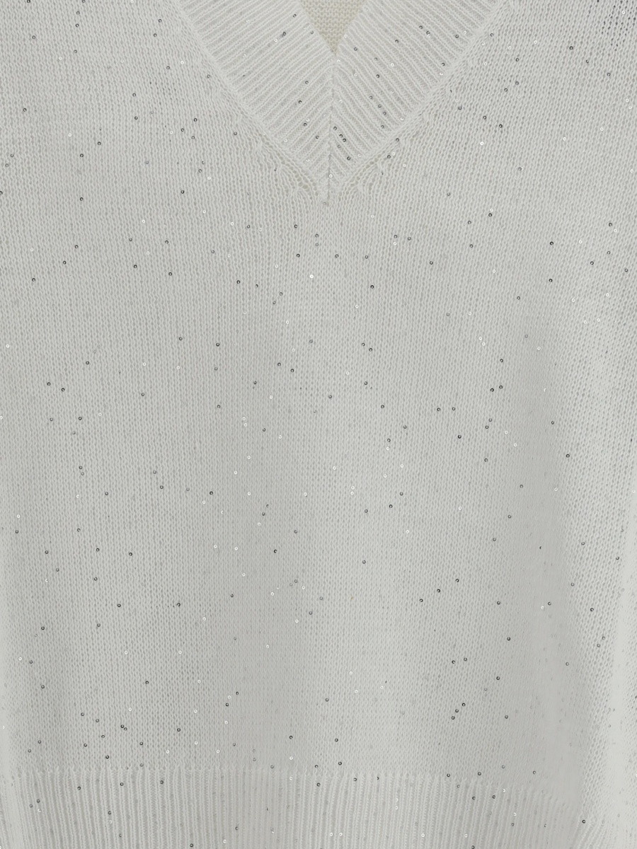 Pulover tricotat Brunello Cucinelli alb - Img 3