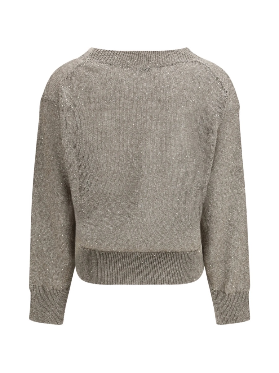 Pulover tricotat Brunello Cucinelli neutru - Img 2