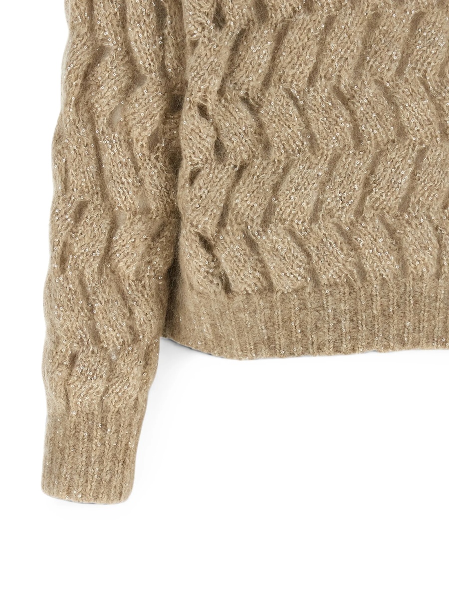 Pulover tricotat Brunello Cucinelli neutru - Img 4