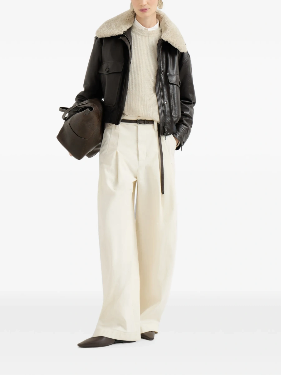 Pulover tricotat Brunello Cucinelli neutru - Img 2